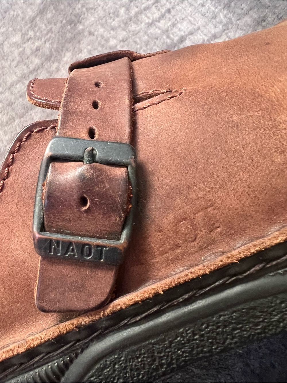 Naot Fiord Clogs Mens EU 45 US 12 Crazy Horse Leather Slip On Mule Buckle Strap - Picture 11 of 16